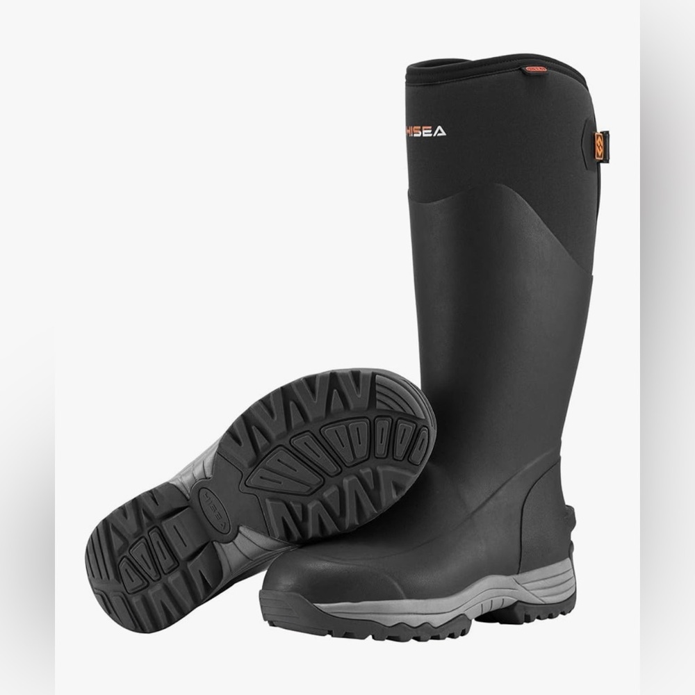 HISEA Rubber Rain Boots for Men, Waterproof Insulated Neoprene Hunting Boots